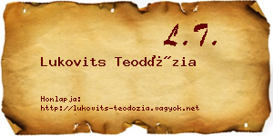 Lukovits Teodózia névjegykártya